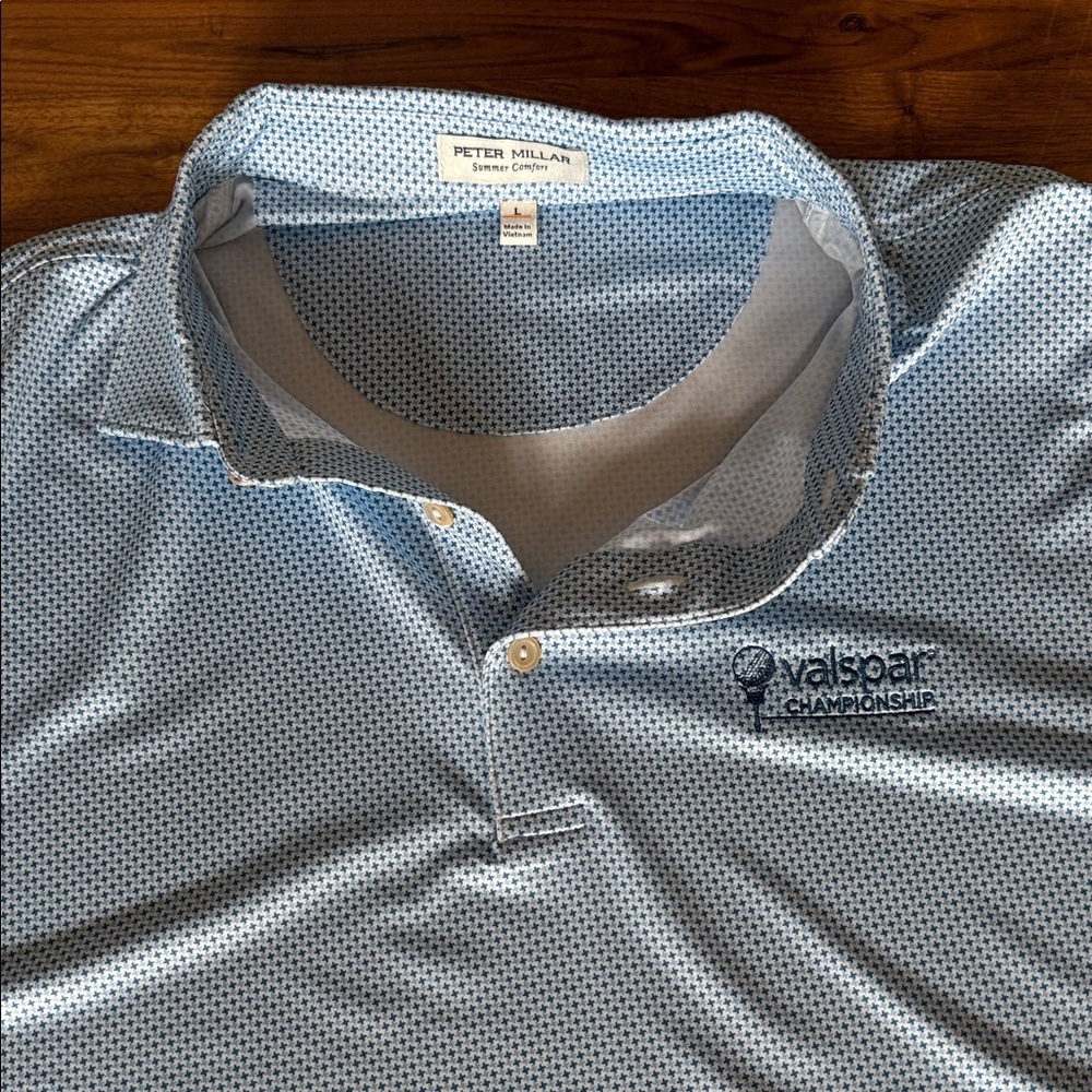 Peter Millar Light Blue Patterned Polo